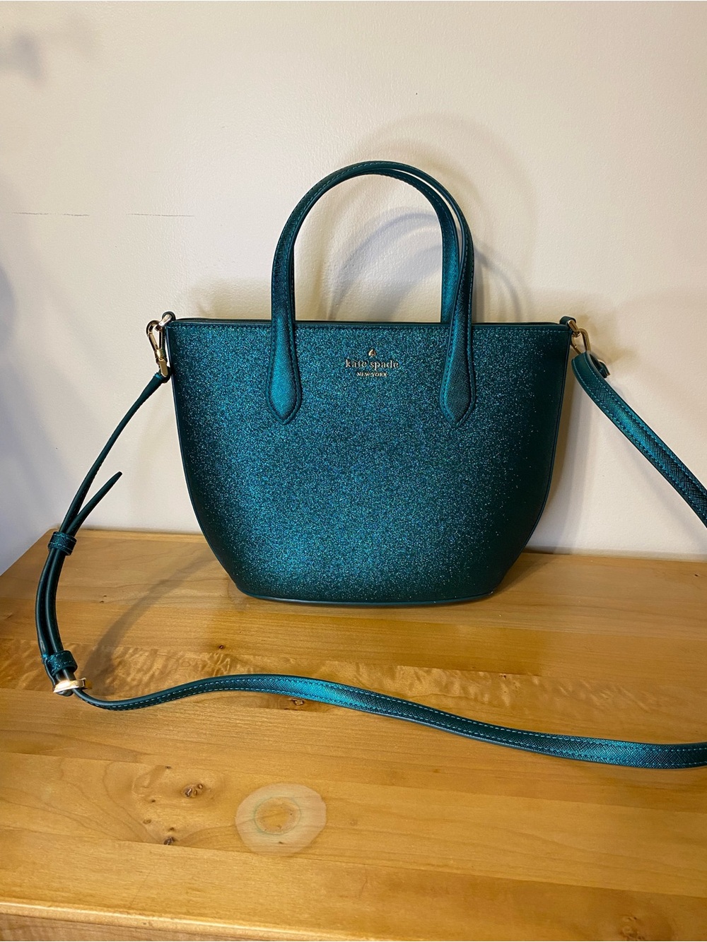 Kate Spade New York Glimmer Small Zip Satchel Teal Green